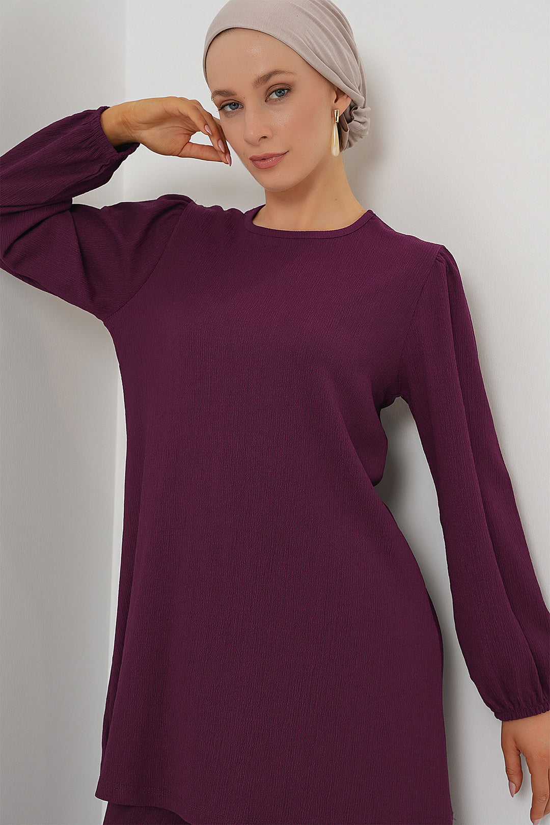 BGD Women Women's Tunic Pants Top Set 6663 - Purple - Logroño