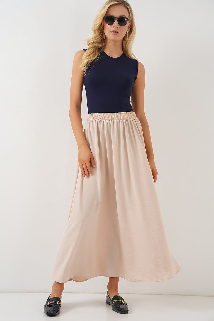 BGD Women Woman Long A-line Skirt 8050 - Beige - Moreno Valley