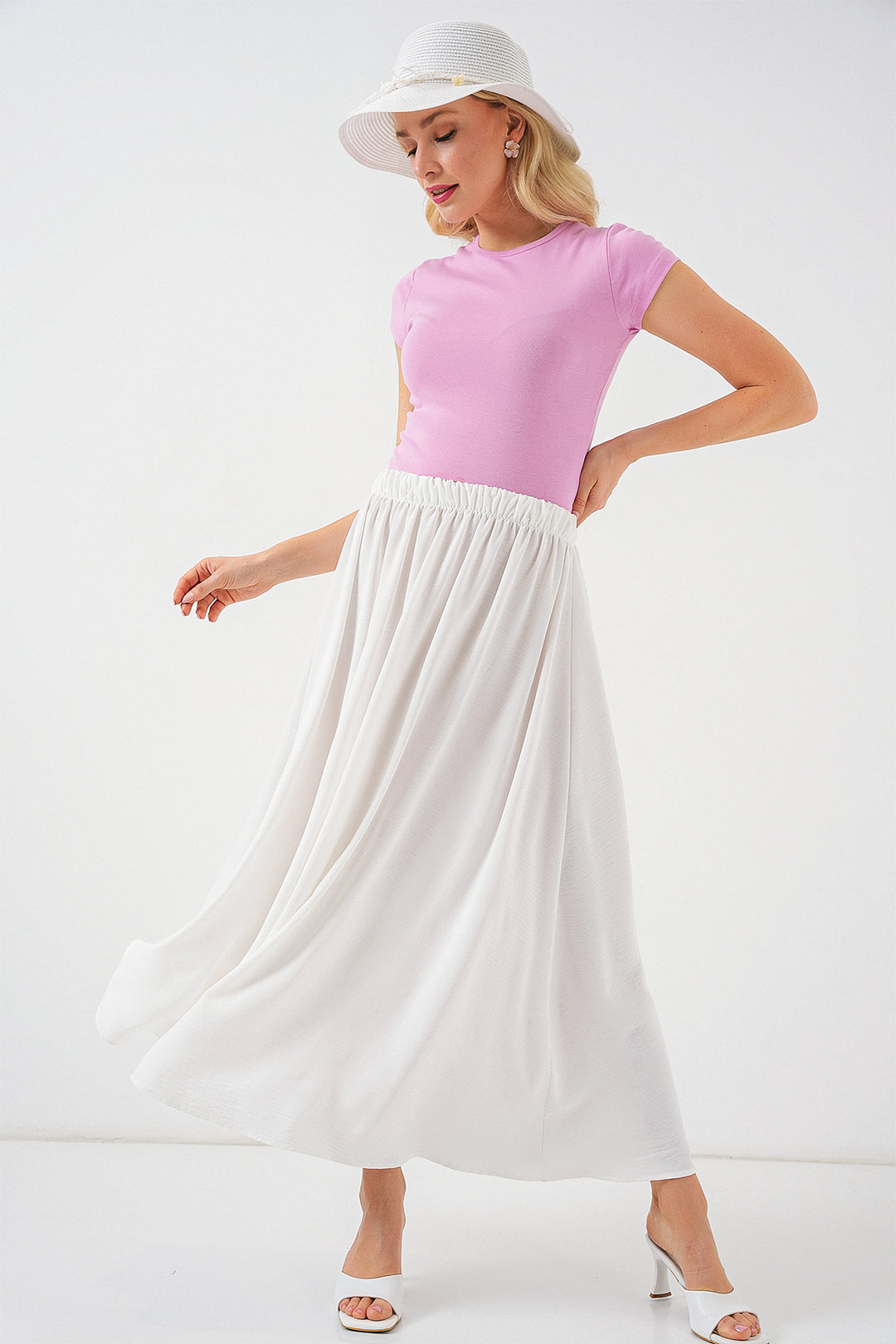 BGD Women Woman Long A-line Skirt 8050 - White - Kaiserslautern