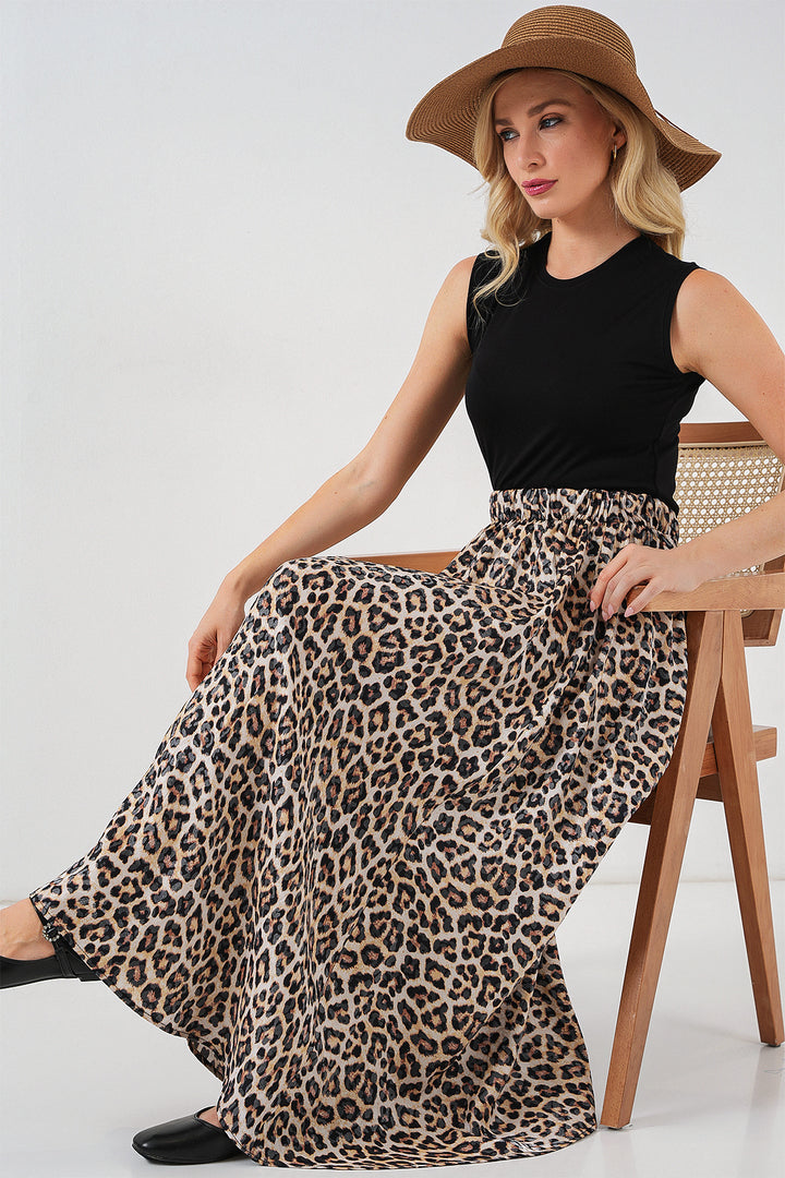 BGD Women Woman Long A-line Skirt 8050 - Dark Brown - Saint-Ouen