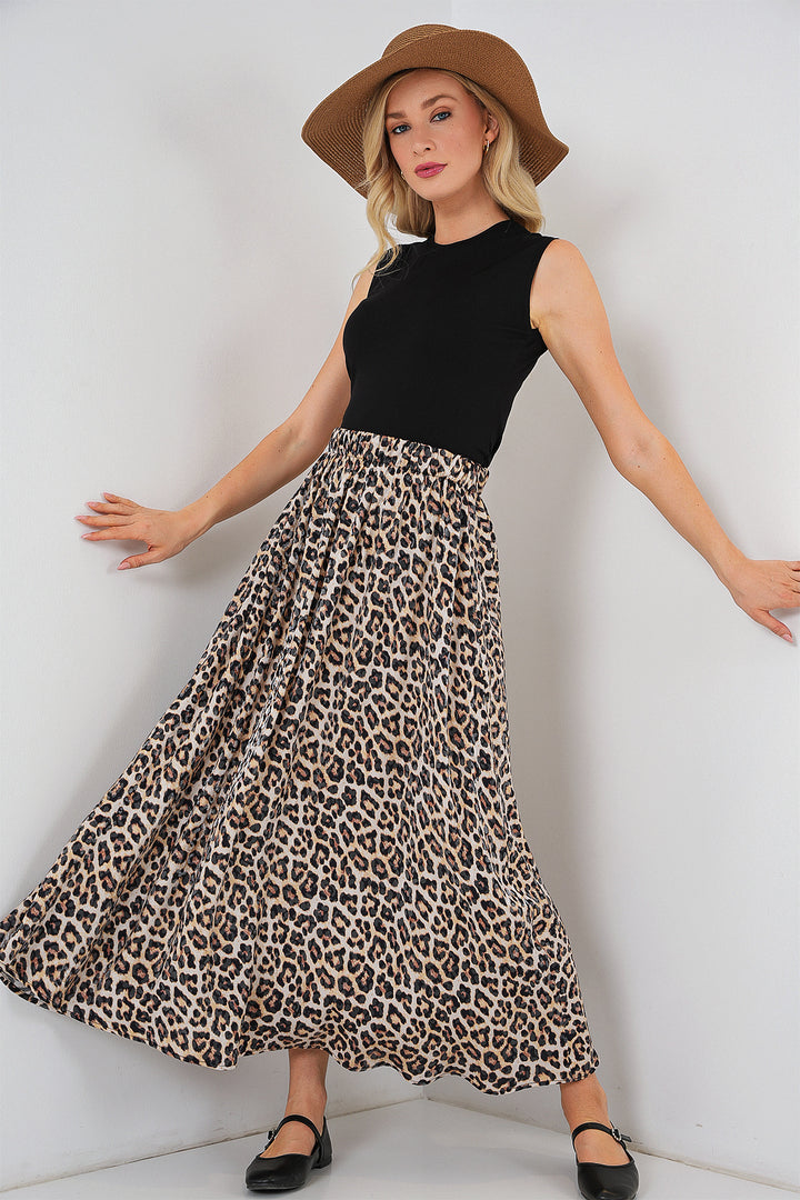 BGD Women Woman Long A-line Skirt 8050 - Dark Brown - Saint-Ouen