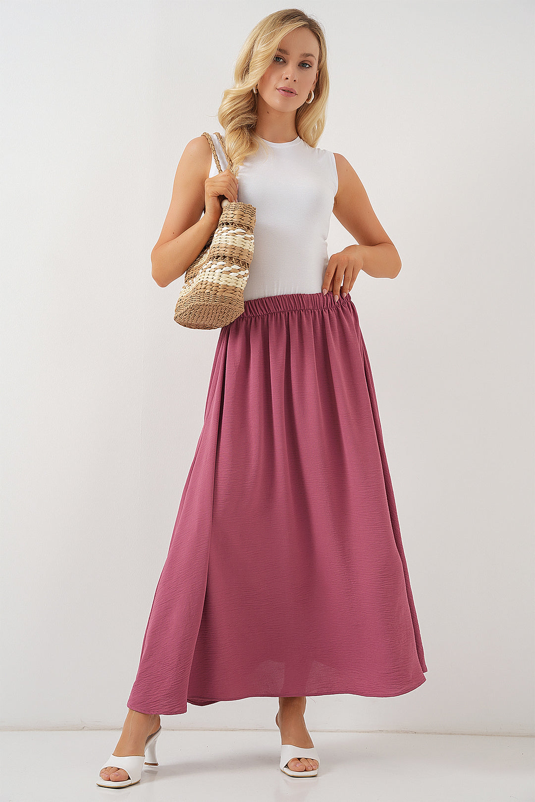 BGD Women Woman Long A-line Skirt 8050 - Rose Pink - Blois