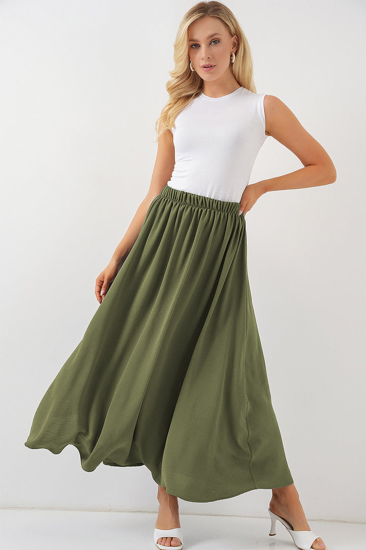 BGD Women Woman Long A-line Skirt 8050 - Khaki - Islington