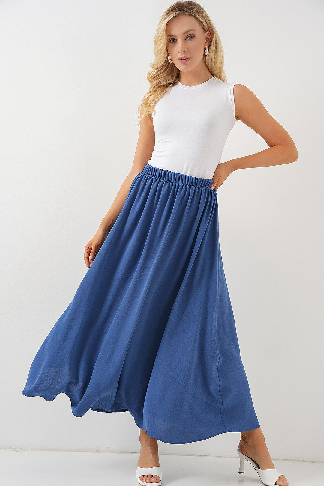 BGD Women Woman Long A-line Skirt 8050 - Indigo - Apopka