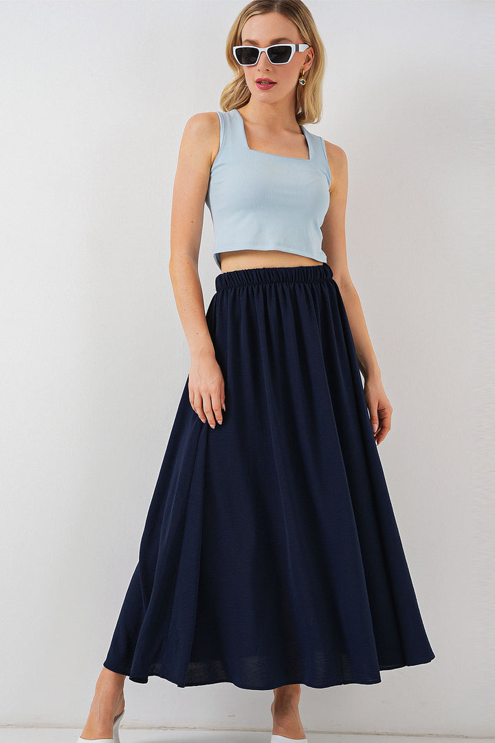 BGD Women Woman Long A-line Skirt 8050 - Navy Blue - Năvodari