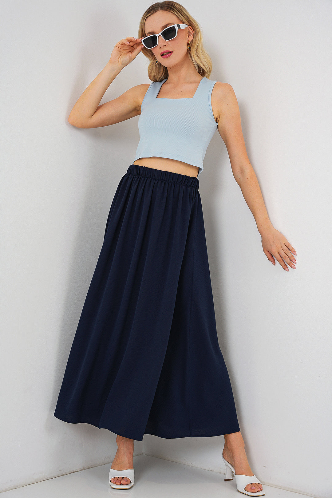BGD Women Woman Long A-line Skirt 8050 - Navy Blue - Năvodari