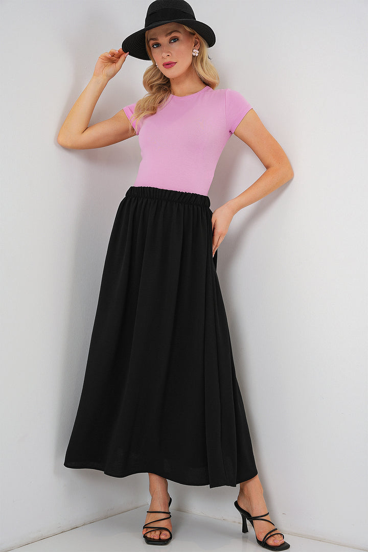 BGD Women Woman Long A-line Skirt 8050 - Black - Arden-Arcade