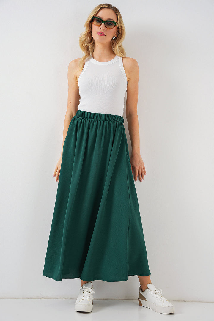 BGD Women Woman Long A-line Skirt 8050 - Emerald Green - El Mirage