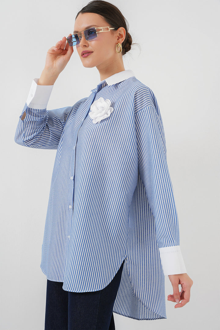 BGD Women Woman Long Striped Shirt 5962 - Blue - Alcalá de Henares