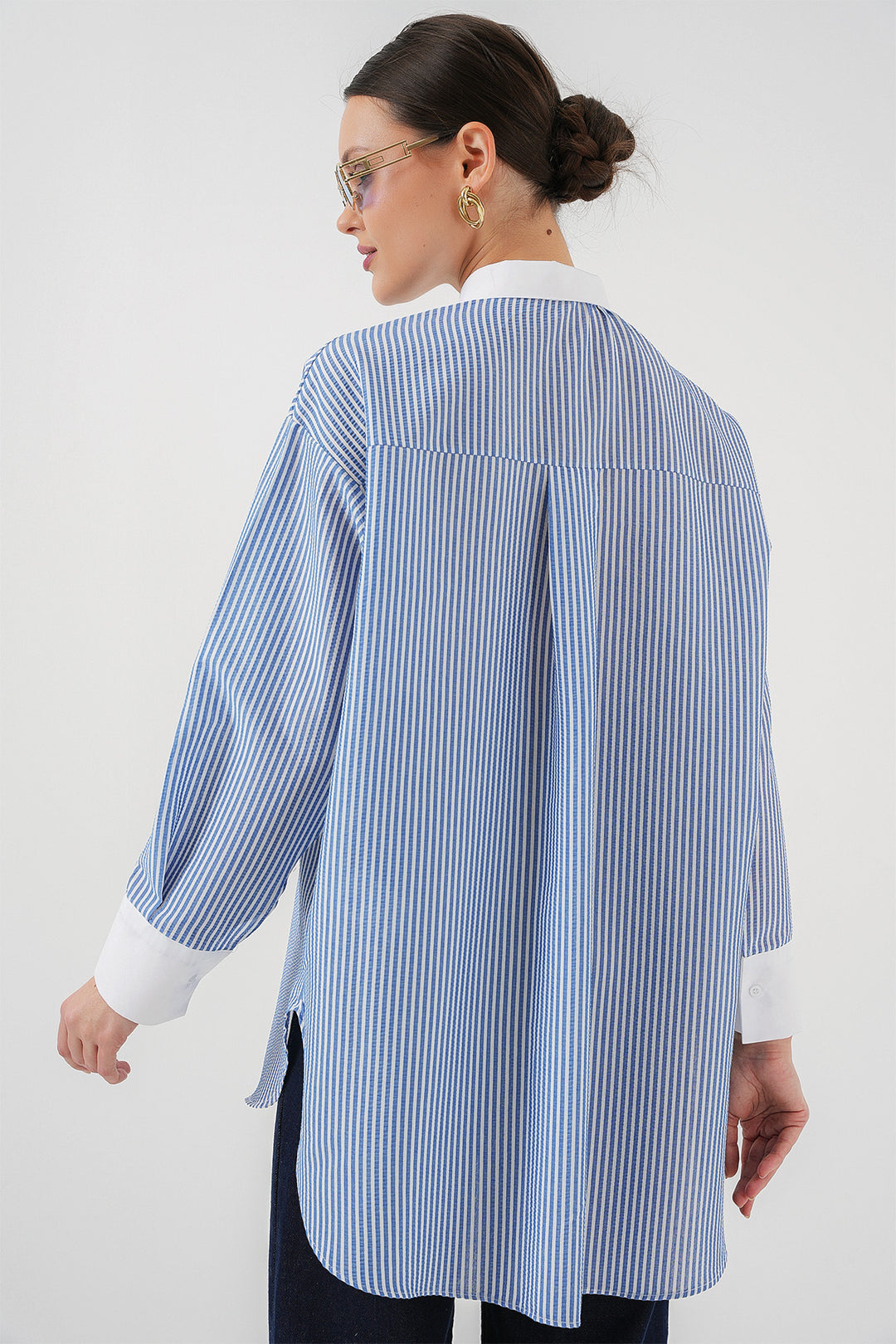 BGD Women Woman Long Striped Shirt 5962 - Blue - Alcalá de Henares