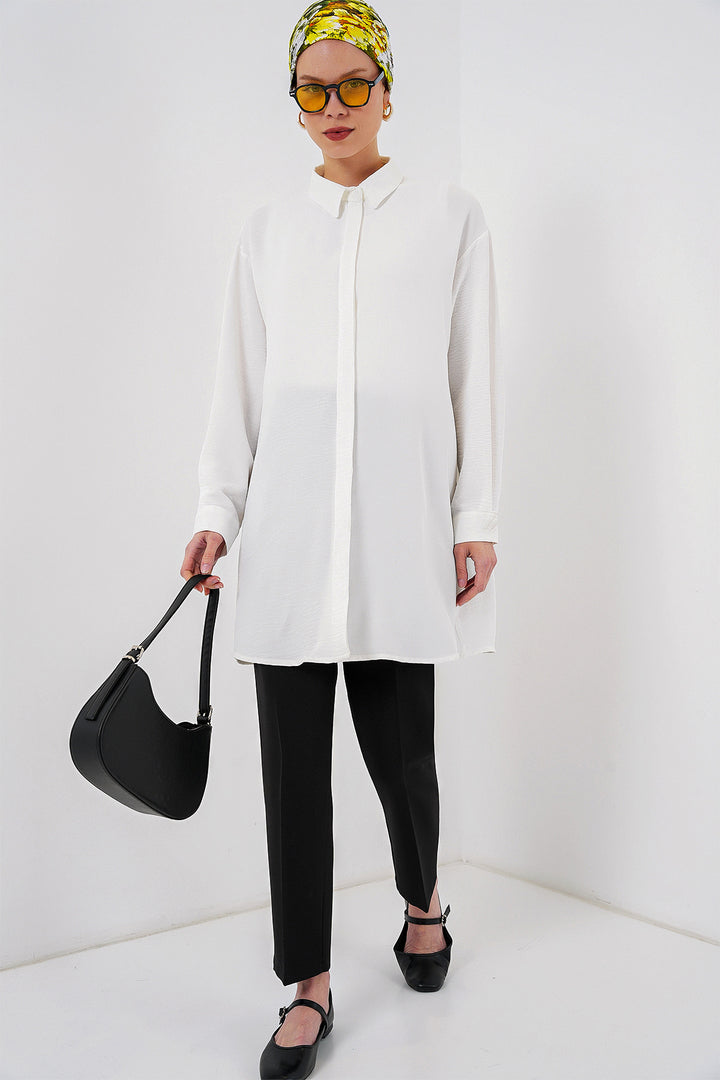 BGD Women Woman Long Shirt Tunic 5945 - White - Eastchester