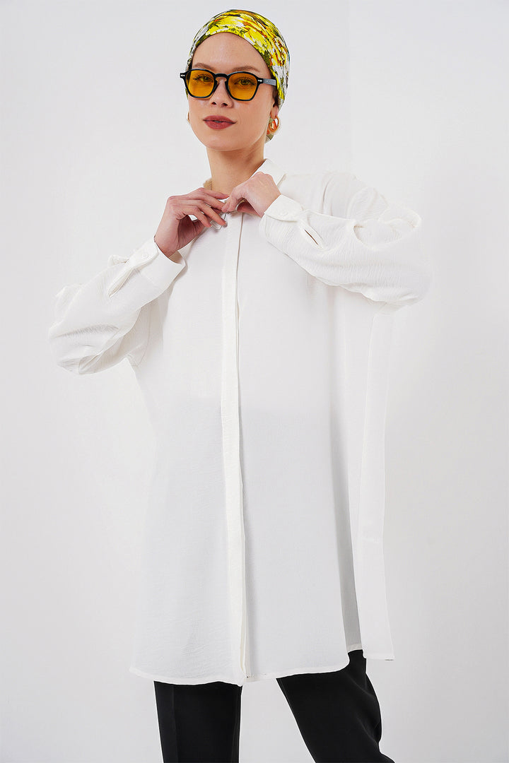 BGD Women Woman Long Shirt Tunic 5945 - White - Eastchester
