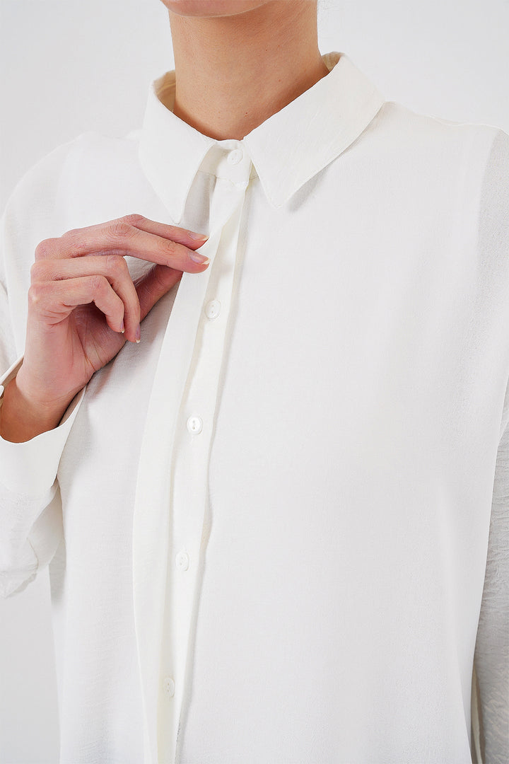 BGD Women Woman Long Shirt Tunic 5945 - White - Eastchester