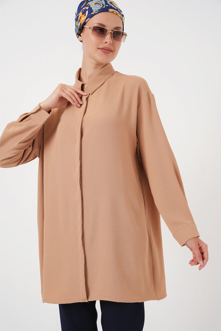 BGD Women Woman Long Shirt Tunic 5945 - Biscuit - Waterlooville