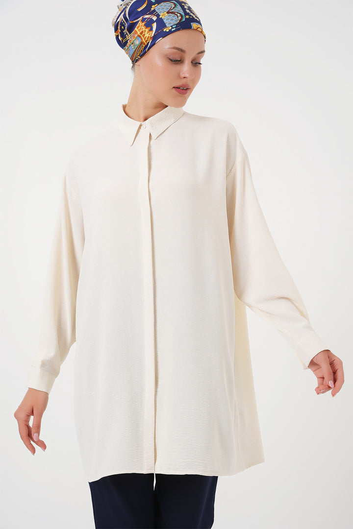 BGD Women Woman Long Shirt Tunic 5945 - Ecru - Sanlúcar de Barrameda