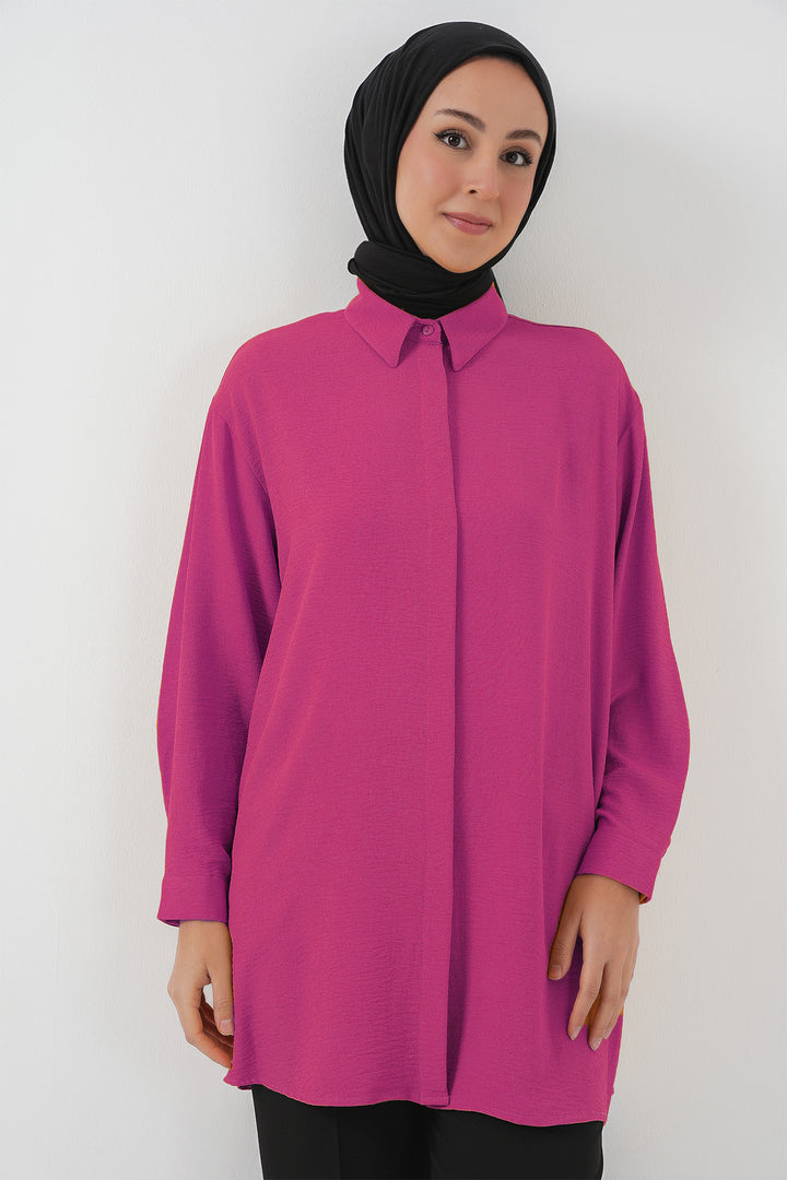 BGD Women Woman Long Shirt Tunic 5945 - Fuchsia - Franconville