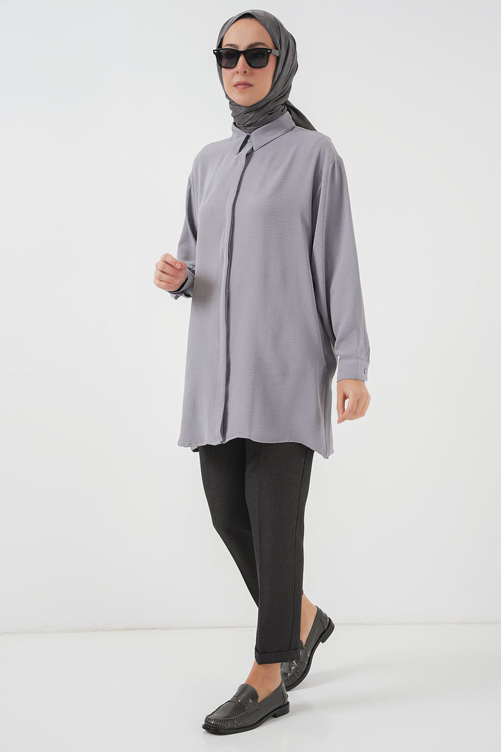 BGD Women Woman Long Shirt Tunic 5945 - Gray - Aveiro
