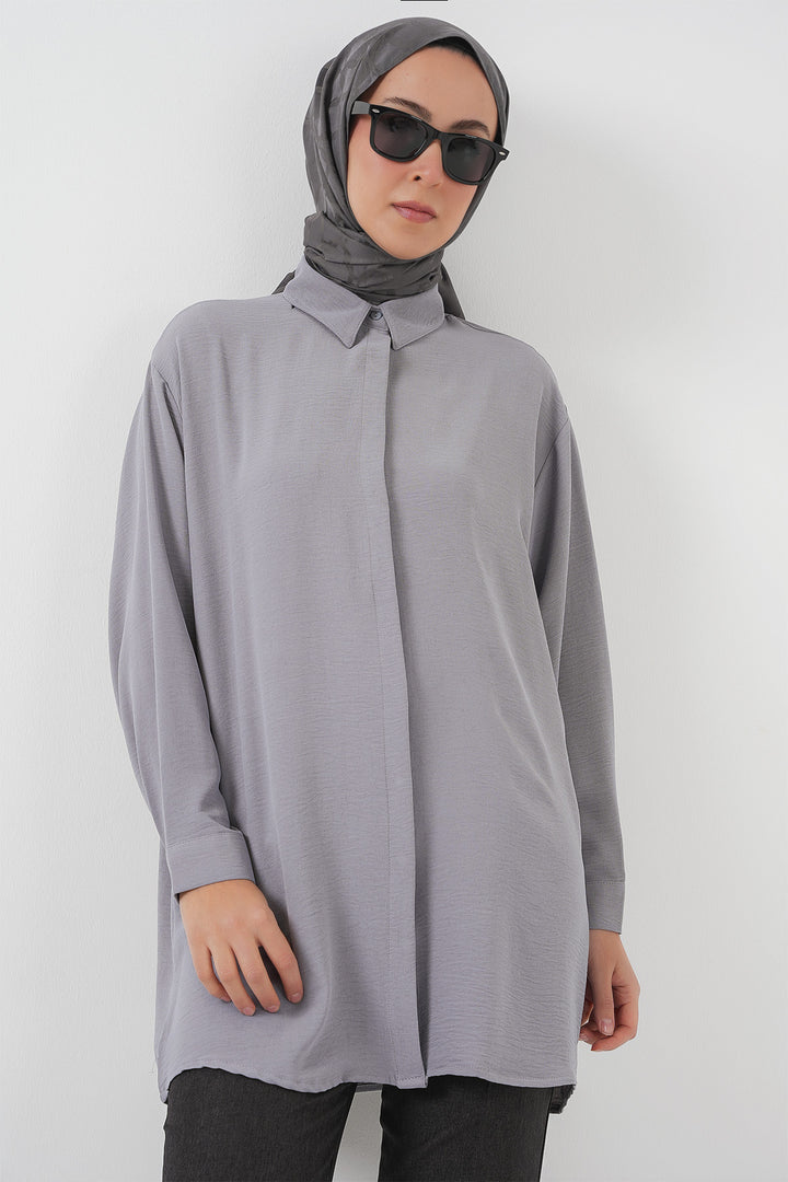 BGD Women Woman Long Shirt Tunic 5945 - Gray - Aveiro