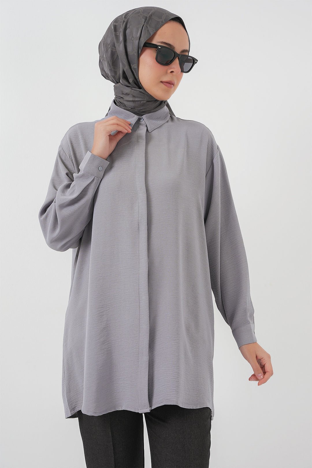 BGD Women Woman Long Shirt Tunic 5945 - Gray - Aveiro