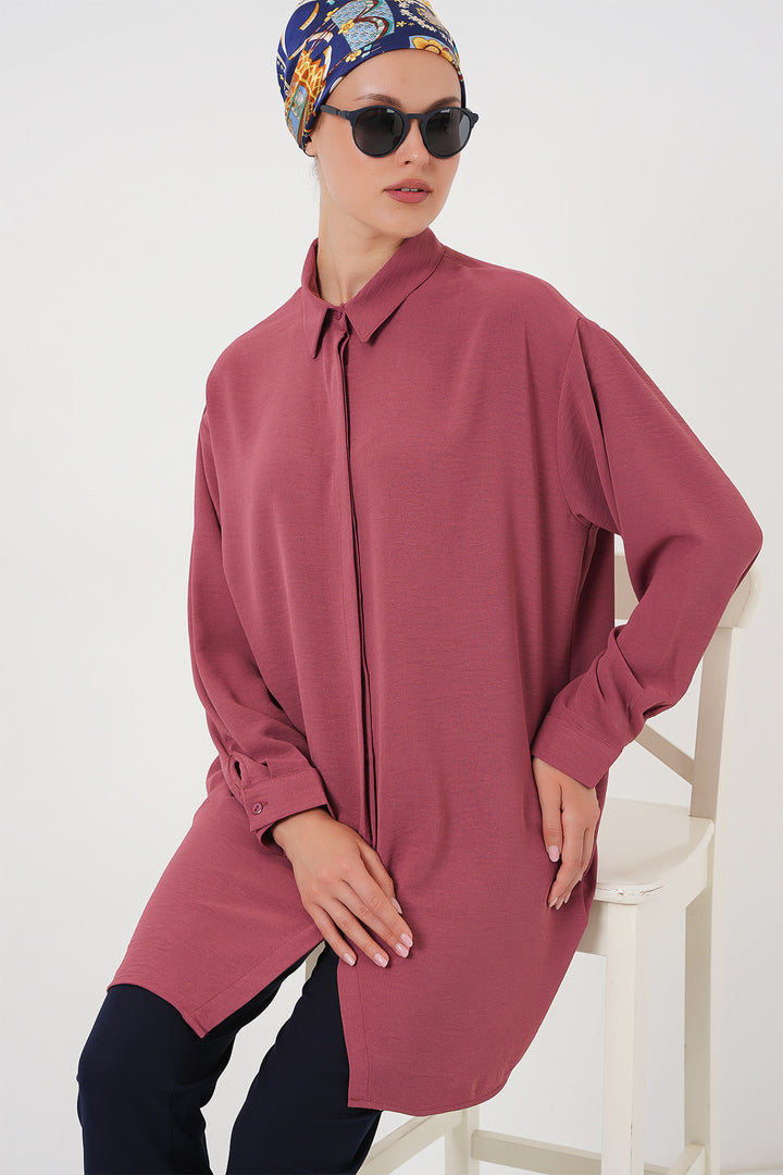 BGD Women Woman Long Shirt Tunic 5945 - Rose Dry - Wesley Chapel