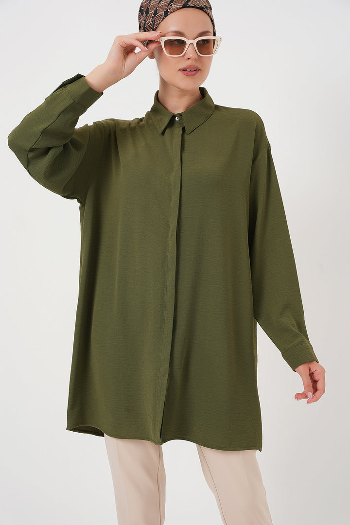 BGD Women Woman Long Shirt Tunic 5945 - Khaki - Salzburg