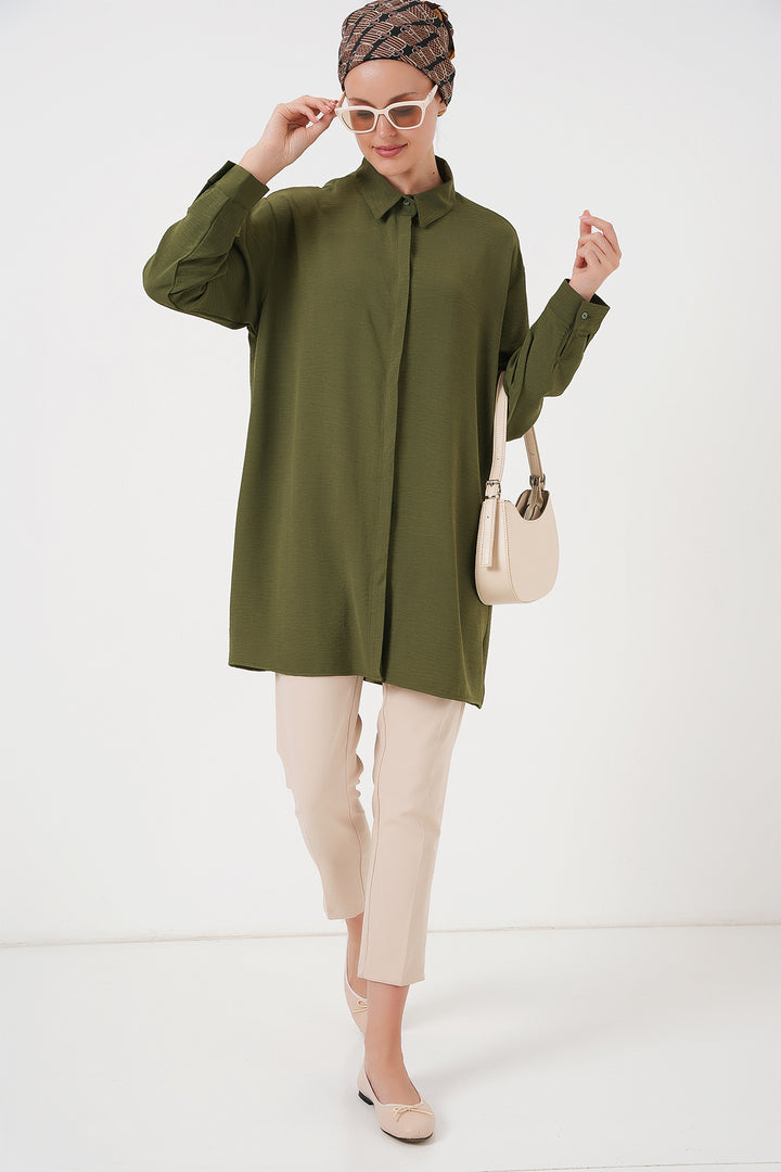 BGD Women Woman Long Shirt Tunic 5945 - Khaki - Salzburg