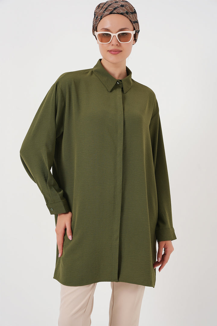 BGD Women Woman Long Shirt Tunic 5945 - Khaki - Salzburg