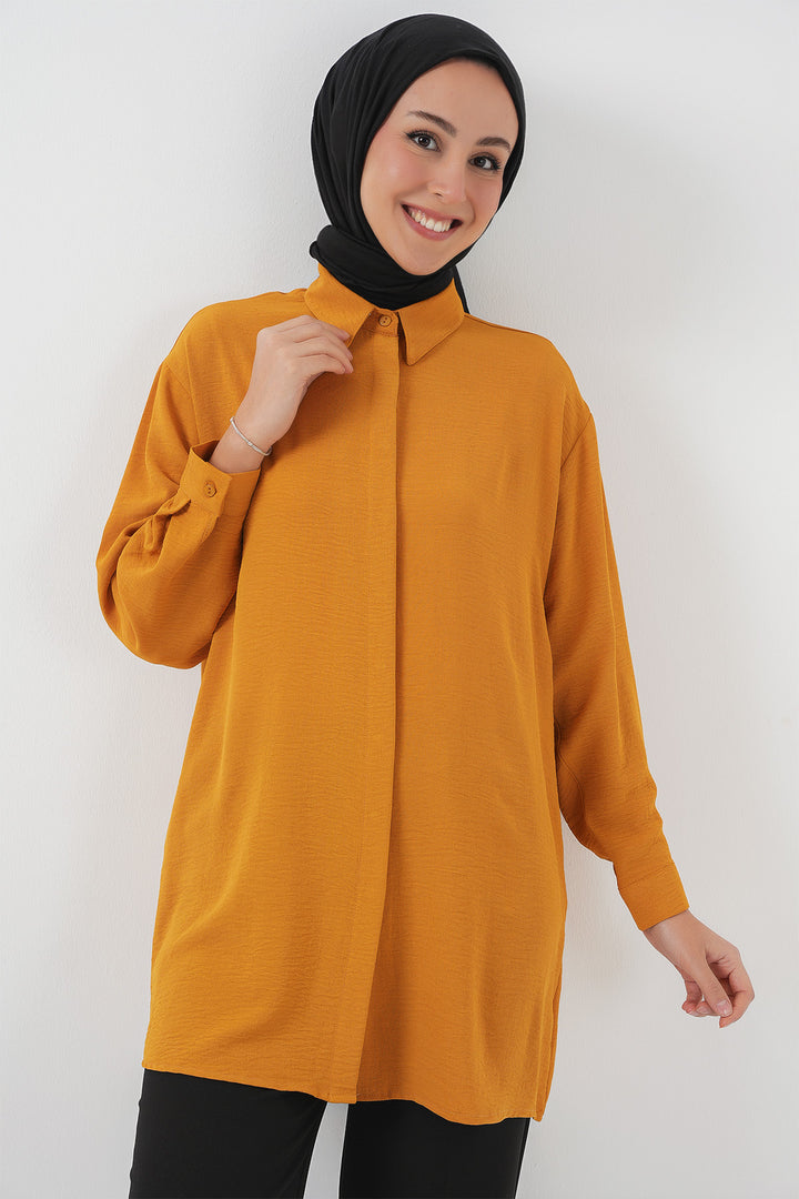 BGD Women Woman Long Shirt Tunic 5945 - Mustard - Tampa
