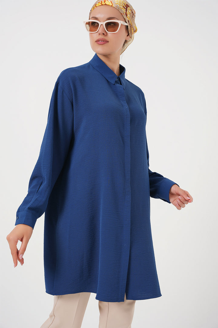 BGD Women Woman Long Shirt Tunic 5945 - Indigo - Vincennes