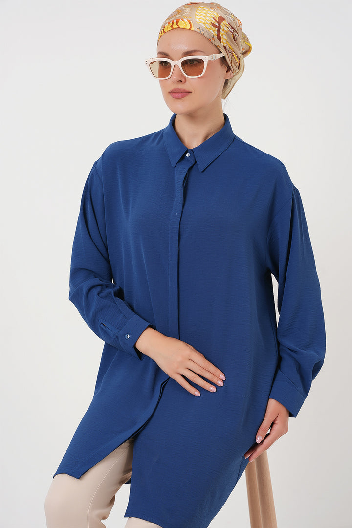 BGD Women Woman Long Shirt Tunic 5945 - Indigo - Vincennes