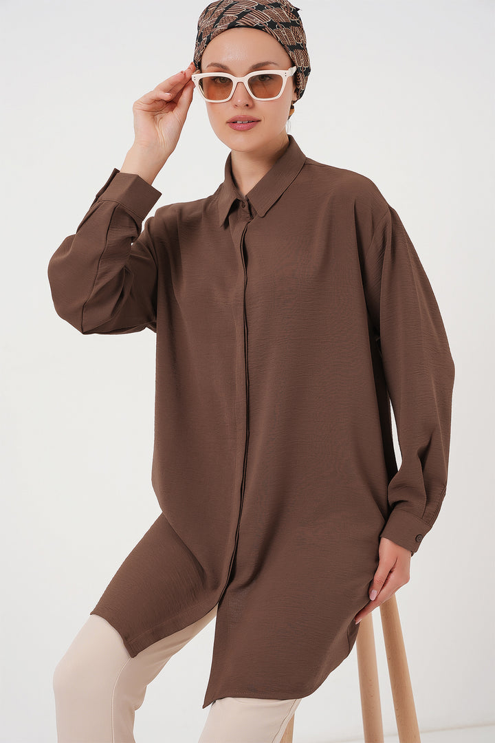 BGD Women Woman Long Shirt Tunic 5945 - Brown - Maisons-Alfort