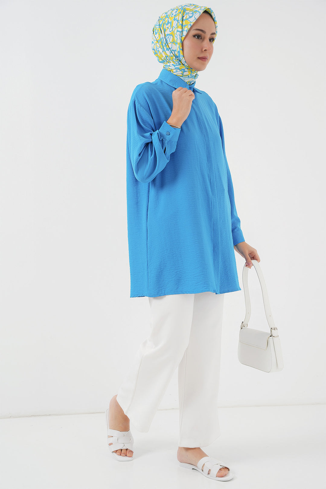 BGD Women Woman Long Shirt Tunic 5945 - Blue - Round Lake Beach