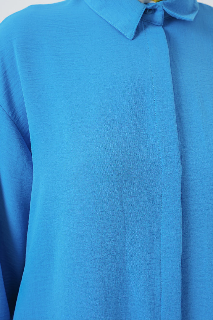 BGD Women Woman Long Shirt Tunic 5945 - Blue - Round Lake Beach