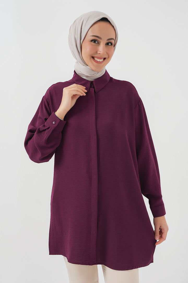 BGD Women Woman Long Shirt Tunic 5945 - Purple - Waterloo