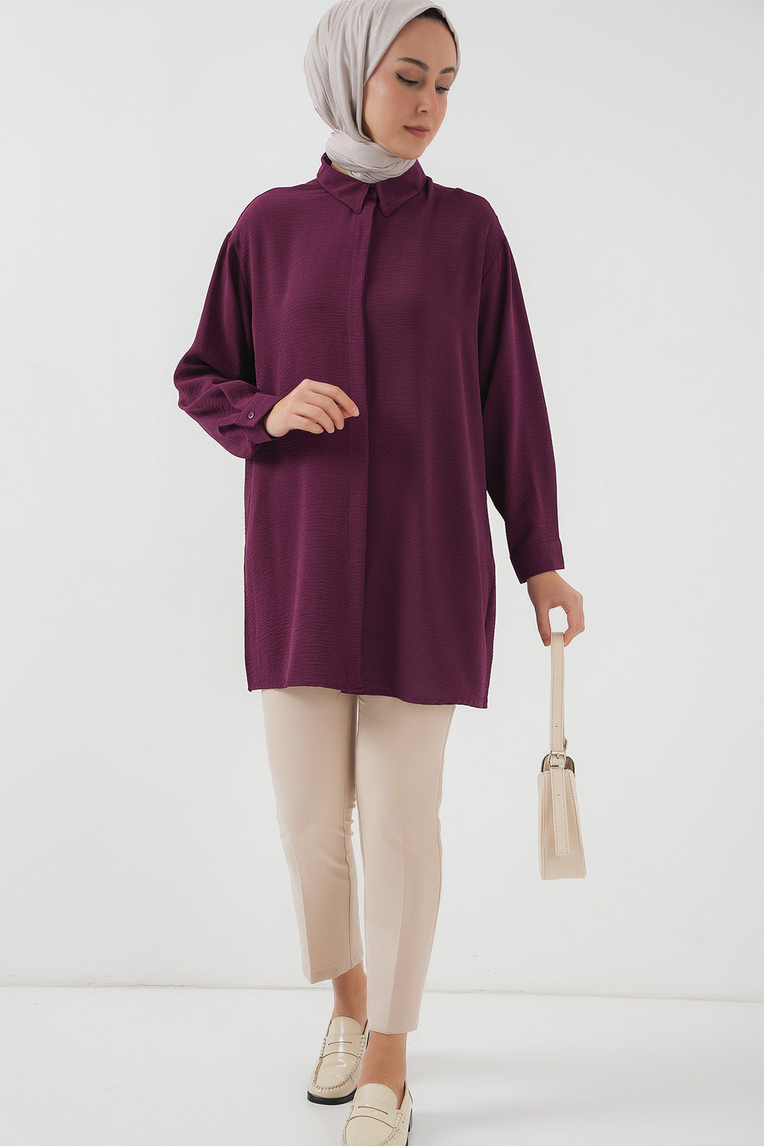 BGD Women Woman Long Shirt Tunic 5945 - Purple - Waterloo
