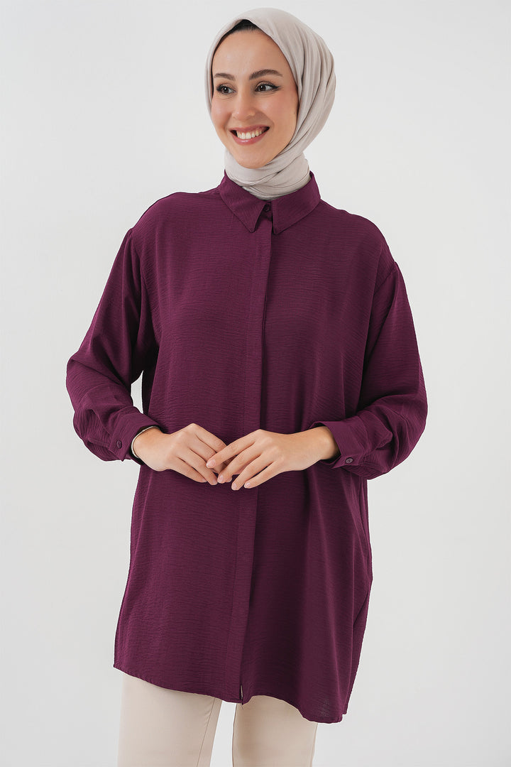 BGD Women Woman Long Shirt Tunic 5945 - Purple - Waterloo