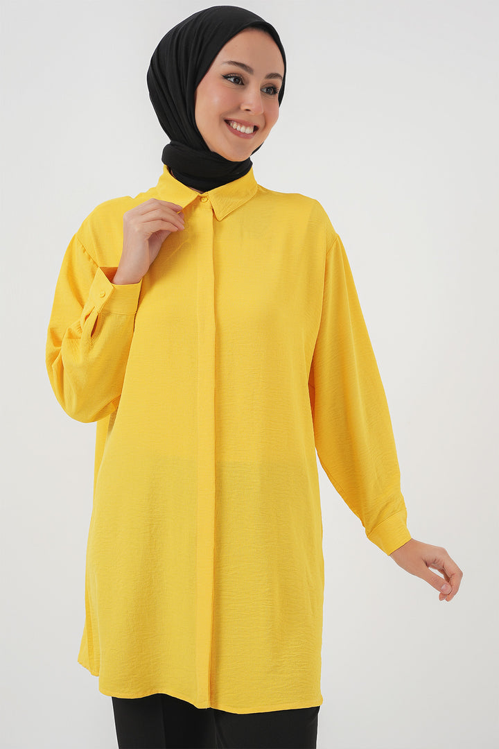 BGD Women Woman Long Shirt Tunic 5945 - Yellow - Iowa City