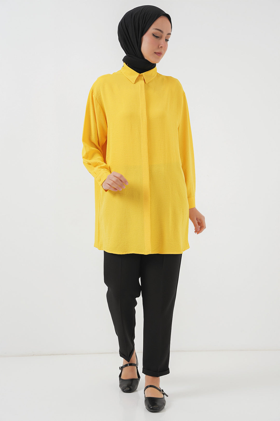 BGD Women Woman Long Shirt Tunic 5945 - Yellow - Iowa City