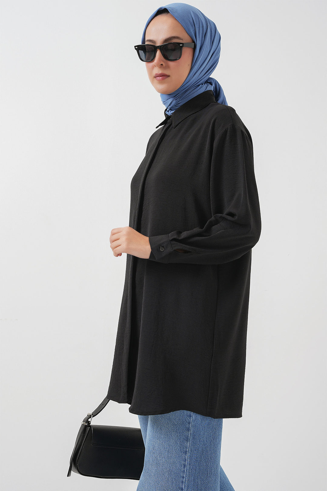 BGD Women Woman Long Shirt Tunic 5945 - Black - La Independencia