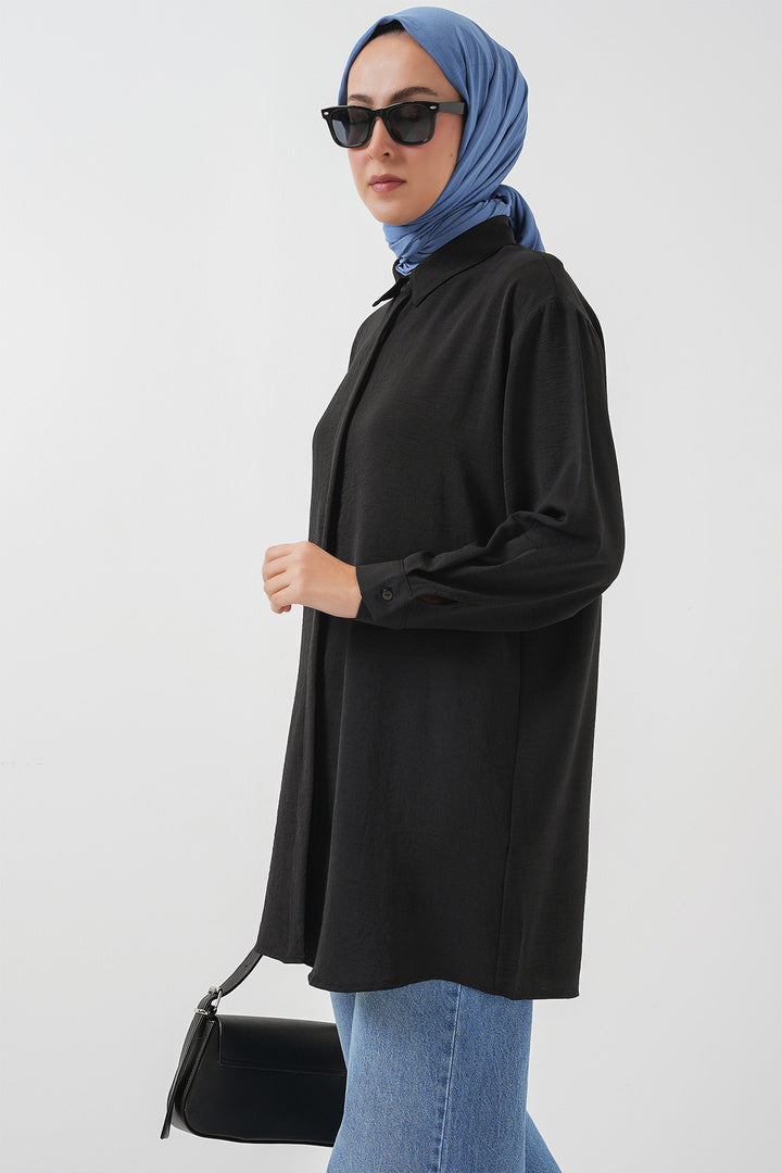 BGD Women Woman Long Shirt Tunic 5945 - Black - La Independencia