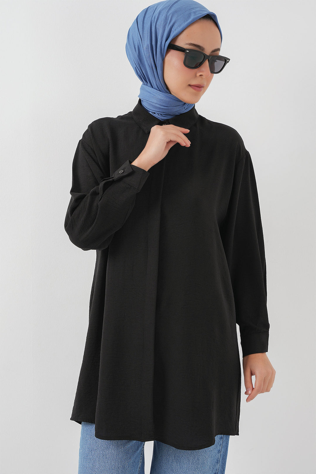 BGD Women Woman Long Shirt Tunic 5945 - Black - La Independencia