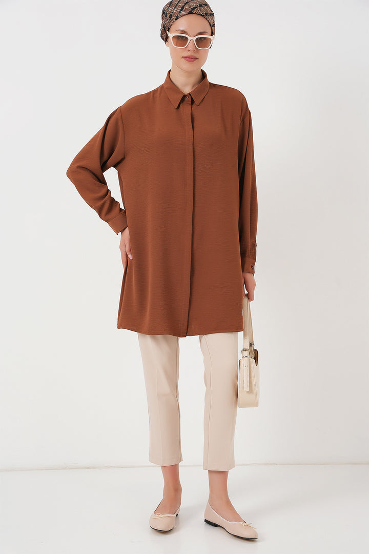 BGD Women Woman Long Shirt Tunic 5945 - Brown - Hennef