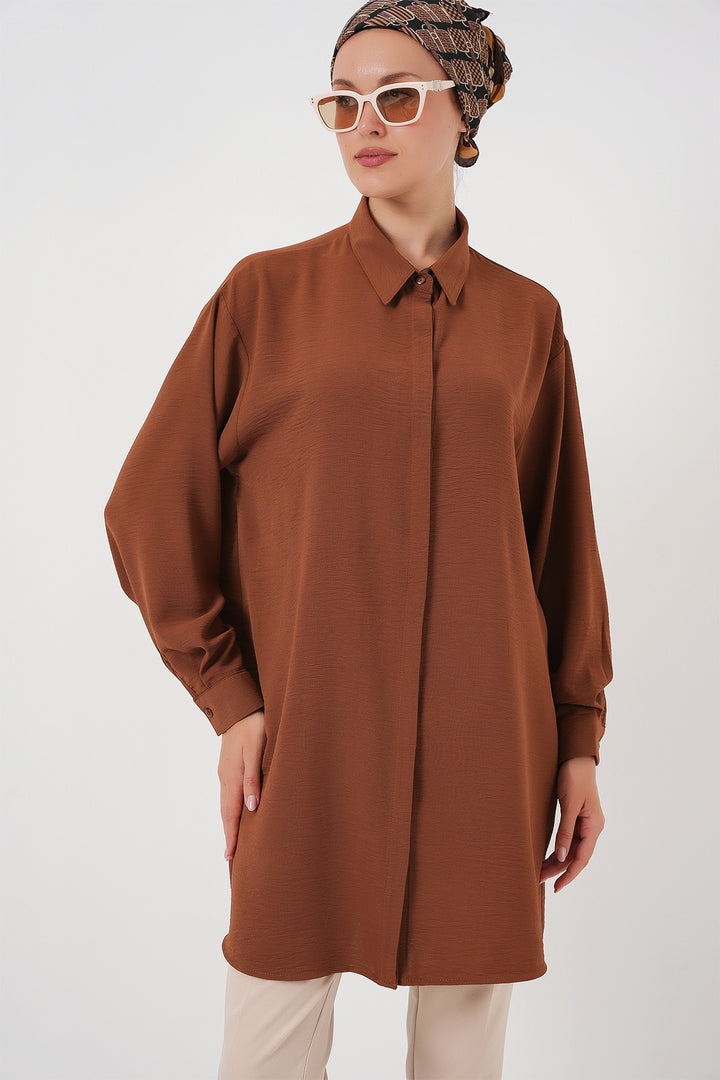 BGD Women Woman Long Shirt Tunic 5945 - Brown - Hennef
