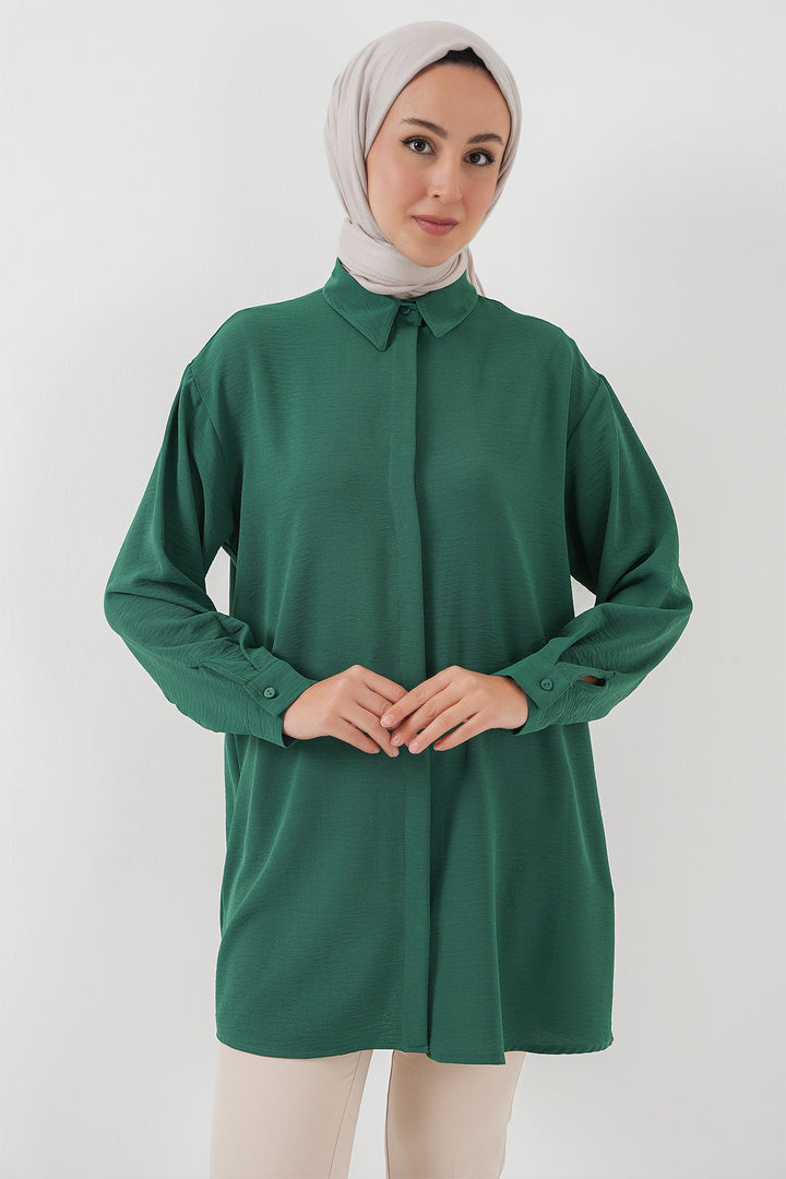 BGD Women Woman Long Shirt Tunic 5945 - Emerald Green - Pescara