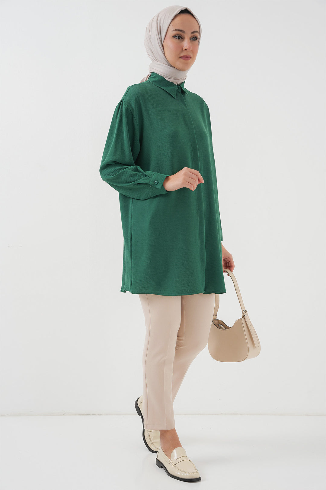 BGD Women Woman Long Shirt Tunic 5945 - Emerald Green - Pescara