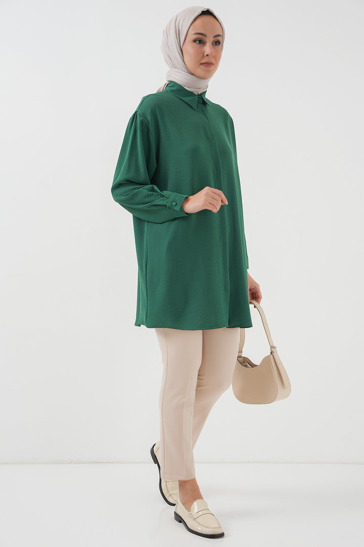 BGD Women Woman Long Shirt Tunic 5945 - Emerald Green - Pescara
