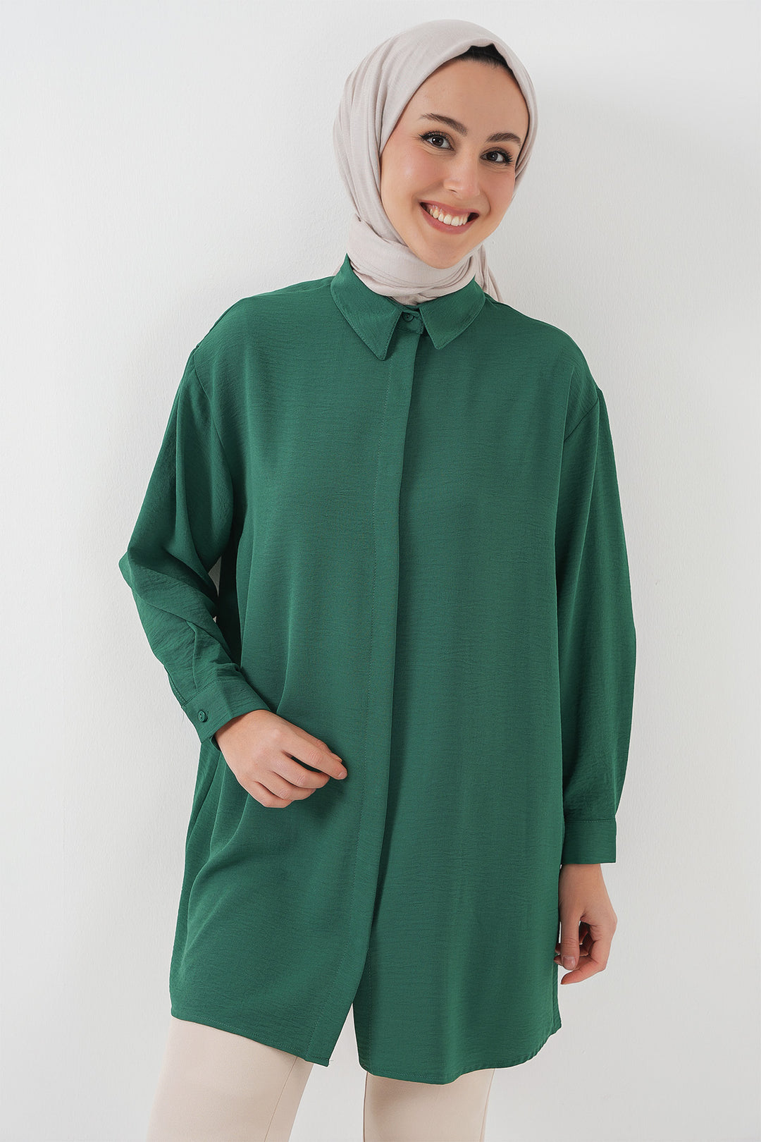 BGD Women Woman Long Shirt Tunic 5945 - Emerald Green - Pescara