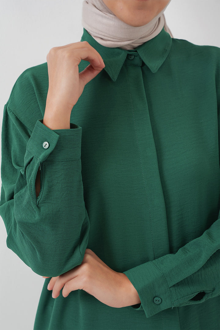 BGD Women Woman Long Shirt Tunic 5945 - Emerald Green - Pescara