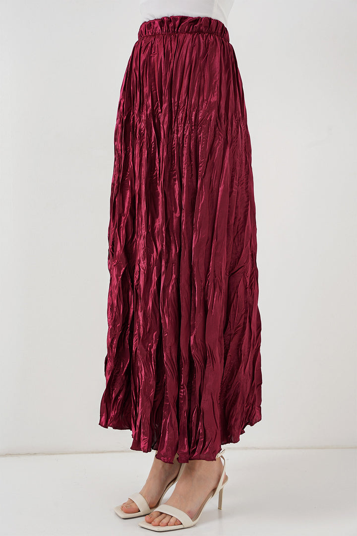 BGD Women Woman Long Wrinkled Skirt 8034 - Burgundy - Beavercreek