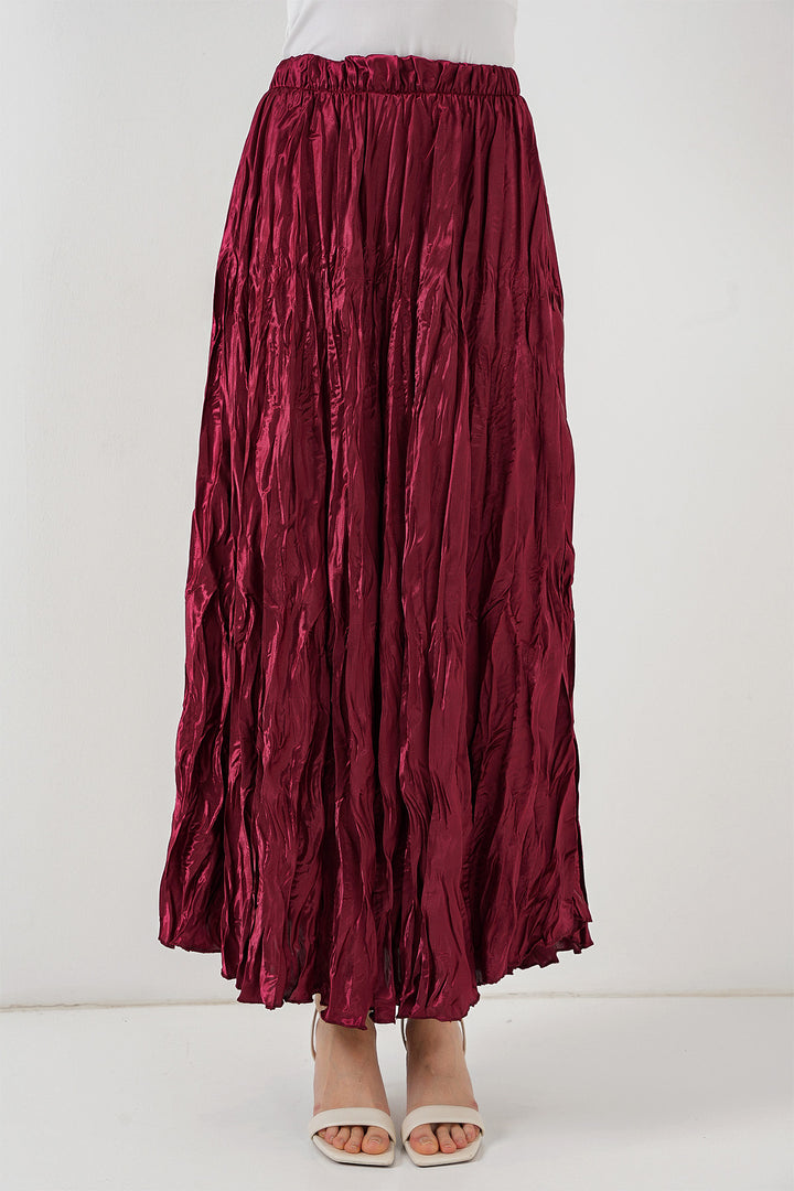 BGD Women Woman Long Wrinkled Skirt 8034 - Burgundy - Beavercreek